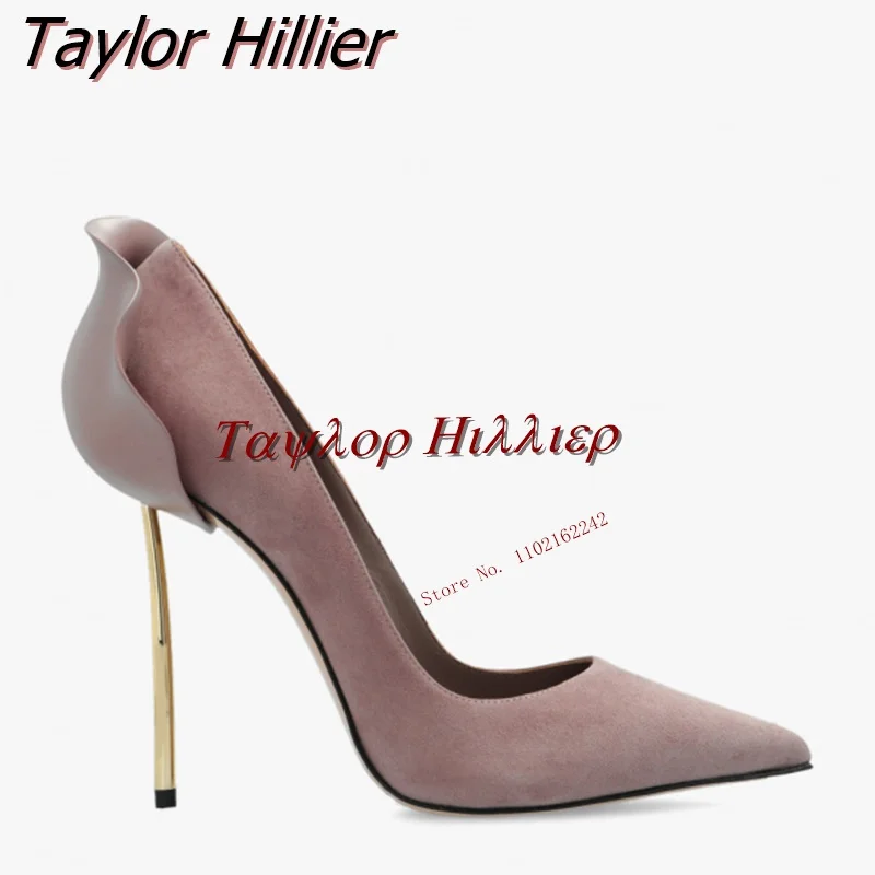 Spring New Brick Red Bud Heel Pumps Pointed Metal Heel Solid Color High Heels Casual All-Match Fashion Sexy Runway Shoes 43