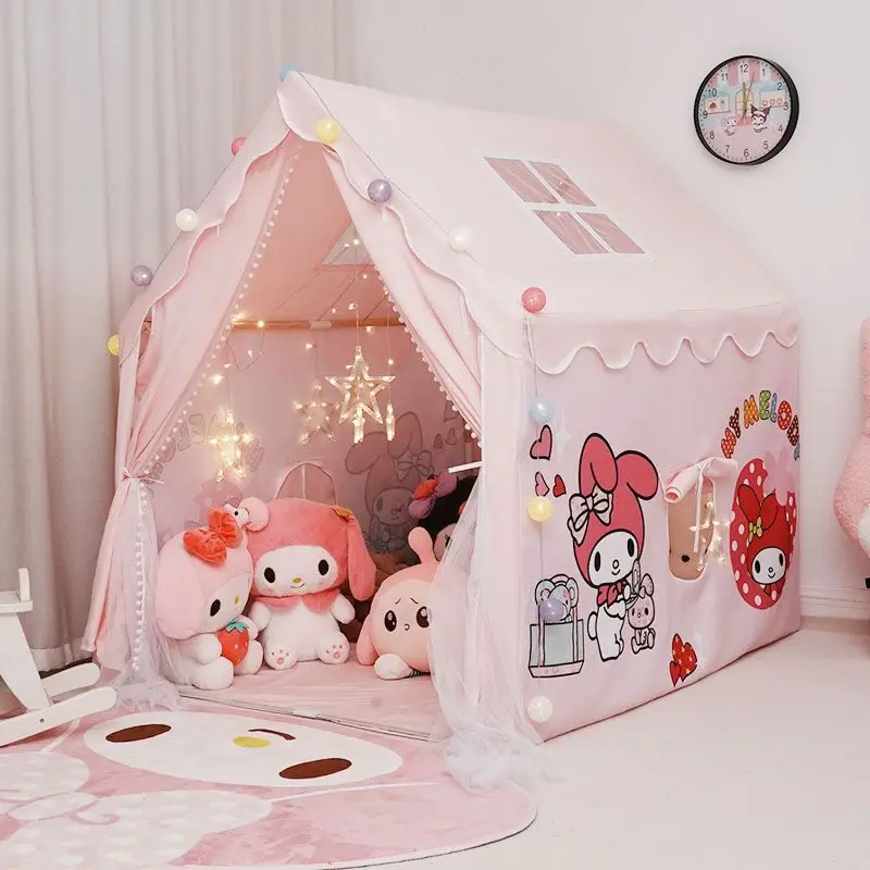 

My Melody Anime Kawaii Sanrio Ins Children Tent Cute Cartoon Indoor Princess House Sleeping House Mosquito Net Gifts for Kids