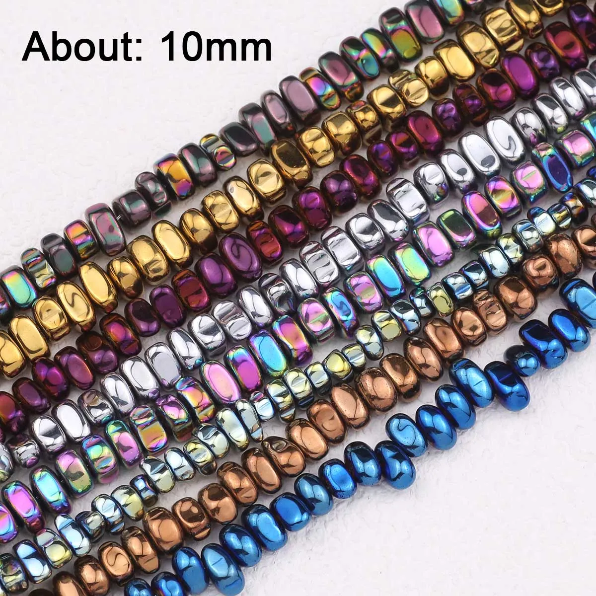 Glossy Plating Coloured Gravel Natural Hematite Stone Spacer Loose Beads For Jewelry Making Charms Bracelet DIY Accessories 10MM