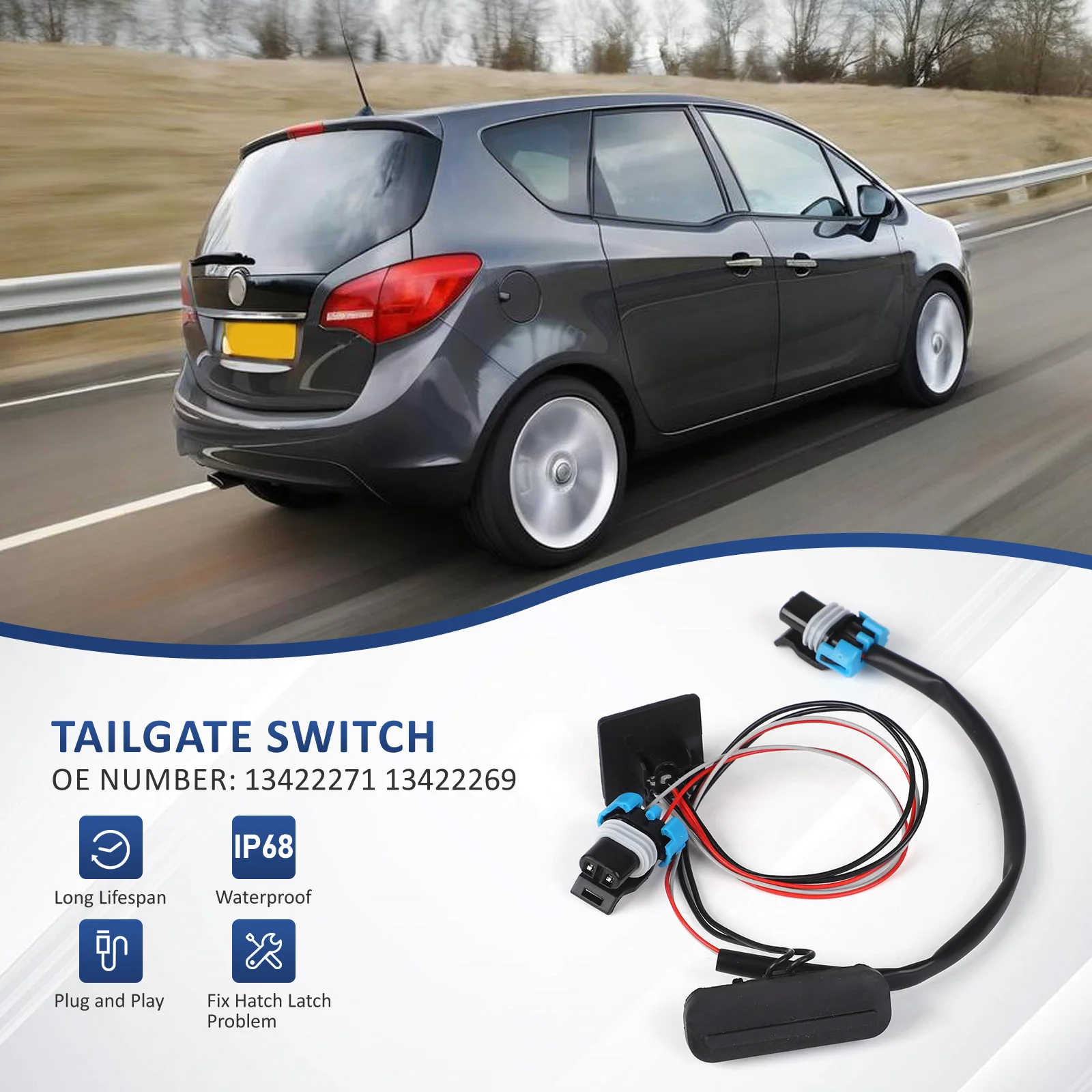 CNSPEED الباب الخلفي التمهيد الإصدار التبديل فتح الجذع التبديل ل فوكسهول ميريفا 2010-2017 أوبل فوكسهول ميريفا 2010-20 MPV 1241461 #5