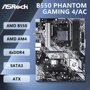 Asrock-B550 Phantom Tấm Gaming Mother, Chipset AMD B550, CPU AMD AM4, Ryzen 9 5950X R7 5700X, PCI-E 4.0.4xddr 12 Tấm bán hàng chính Asrock - №11