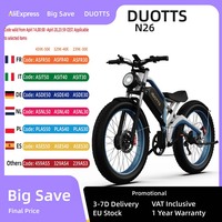 DUOTTS N26 Electric Bicycle 750W*2 Dual Brushless Motor 48V20AH Battery E-bike 26*4.0 Inch Wide Tire Adult Electric Bicycle