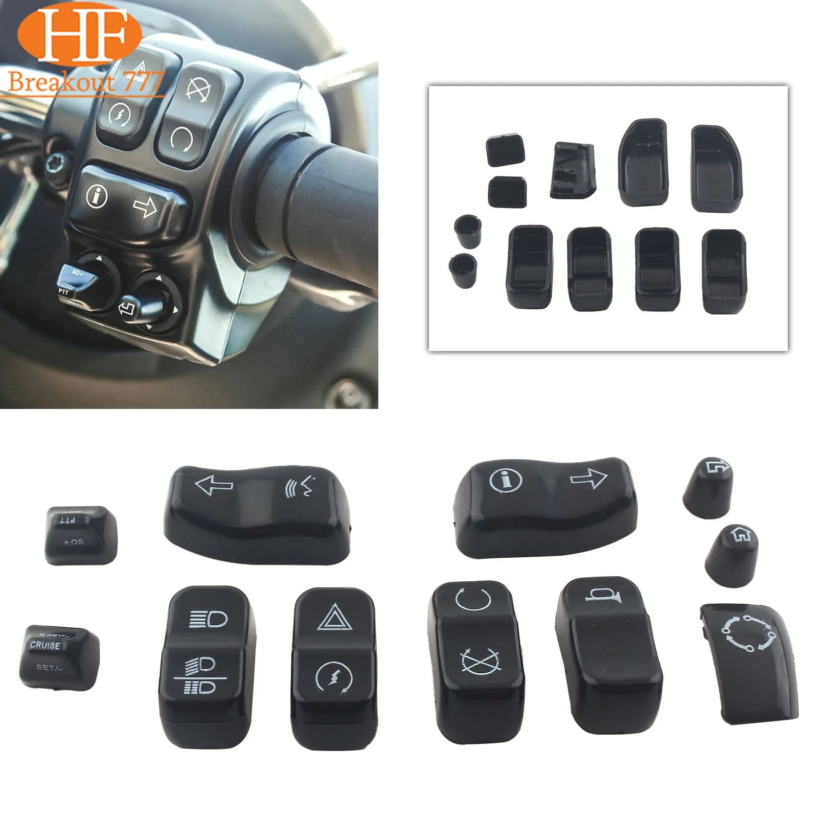 for Harley Touring FLH 2014-2023  Hand Control Switch Housing Button Caps Kits