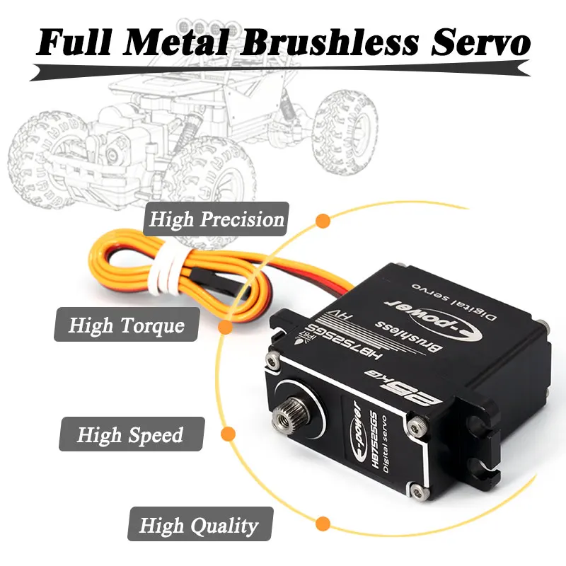 E-POWERRC RC Servo 25kg 180 270 Full Aluminum Case Metal Waterproof Brushless Parts 1/10 1/8 Traxxas TRX4 Axial SCX10 Car Toys