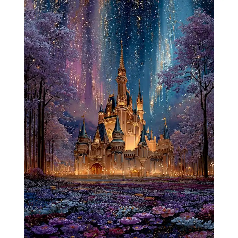 

GATYZTORY Pictures By Numbers Castle Landscape Diy Frame Painting By Numbers Flower On Canvas DIY Home Decoration Gift