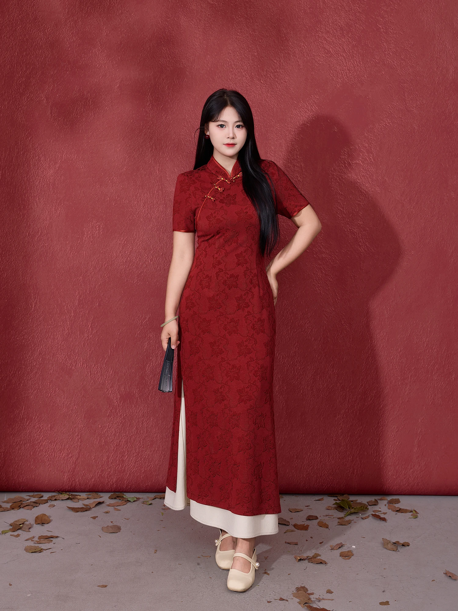 

Slimming Large Size Qipao Dr New Chinese Sle for Plump Girls Summer ort Sve Embroidered Waist Cinched Ci Commute