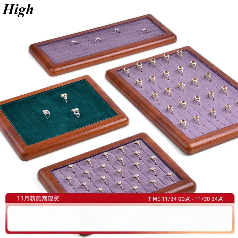 

100-Ring Luxury Wooden Display Tray - Walnut Jewelry Organizer Box