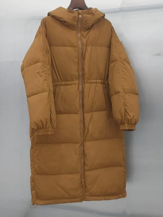 2025 nova jaqueta feminina moda outono inverno grosso quente longo pato branco puffer casaco quente grande solto com capuz parkas outwear