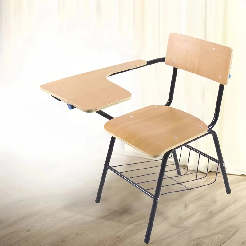 Modern Durable Ergonomic Foldable Conference Chair Integrated Writing Bench Height Adjustable Wood Frame School