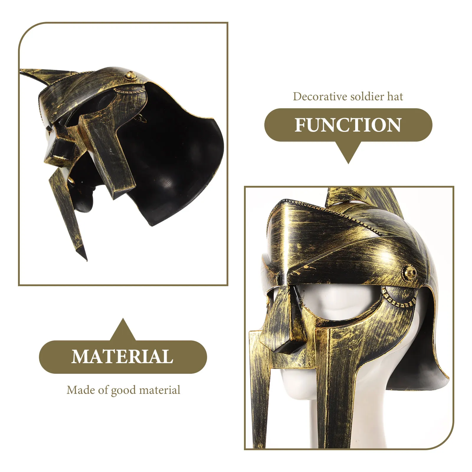 

Ancient Roman Warrior Hat Plastic Headgear Lightweight Breathable Soldier Party Hat Decorative Cosplay Props Carnival