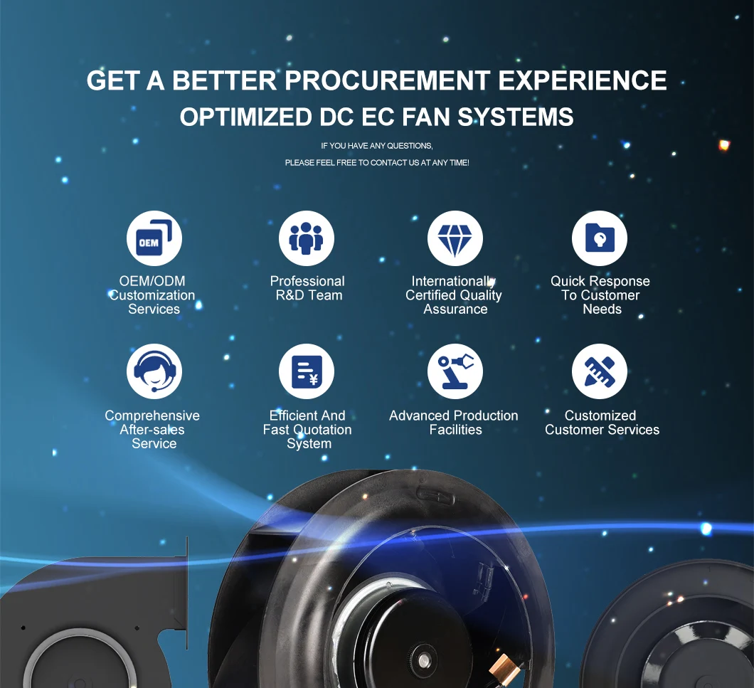 Factory Direct Customizable IP54 EC 380V 310mm High Pressure Backward Centrifugal Ventilation Fan Bracket ODM OEM Options