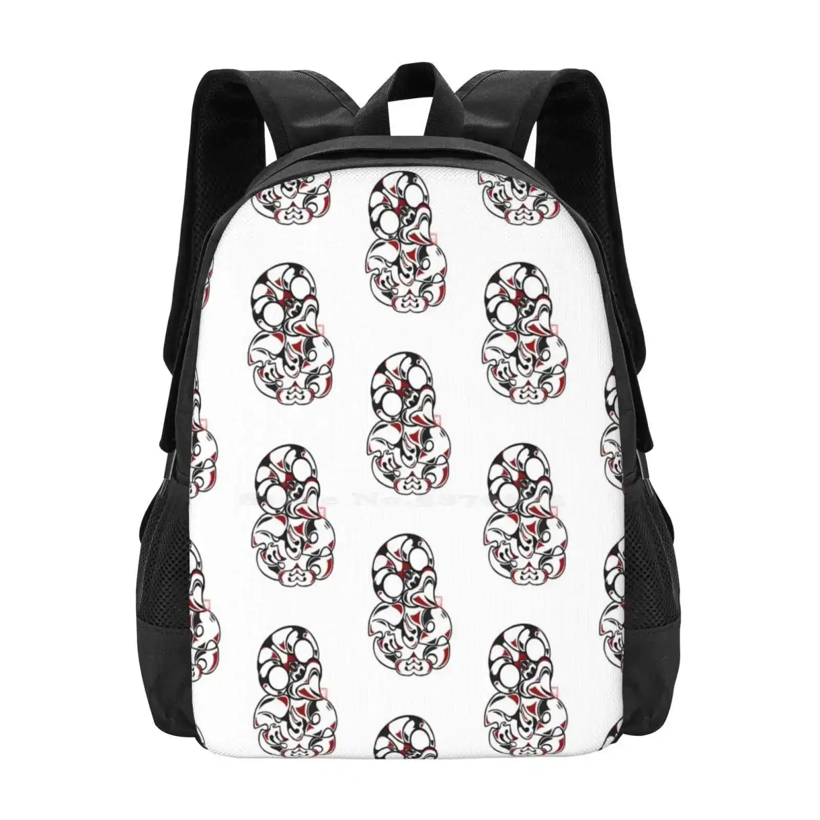 

Tiki Pattern School Bags Travel Laptop Backpack Tiki Maoi New Zealand Nz Red White Black Pattern Tribal Traditional Soul
