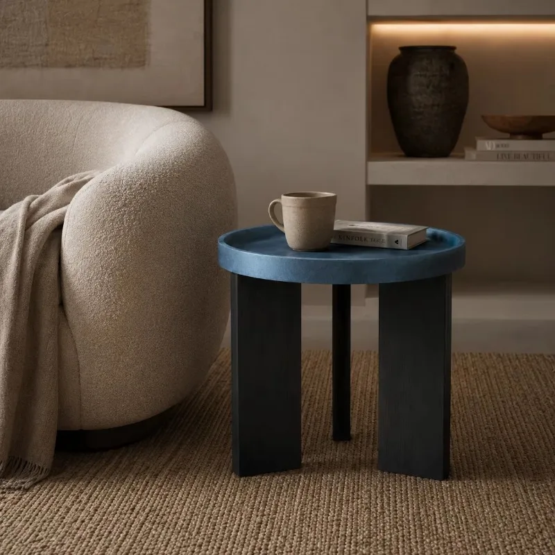 Modern style round single-sided table with high-gloss lacquer design, suitable for living rooms, bedrooms and hotels