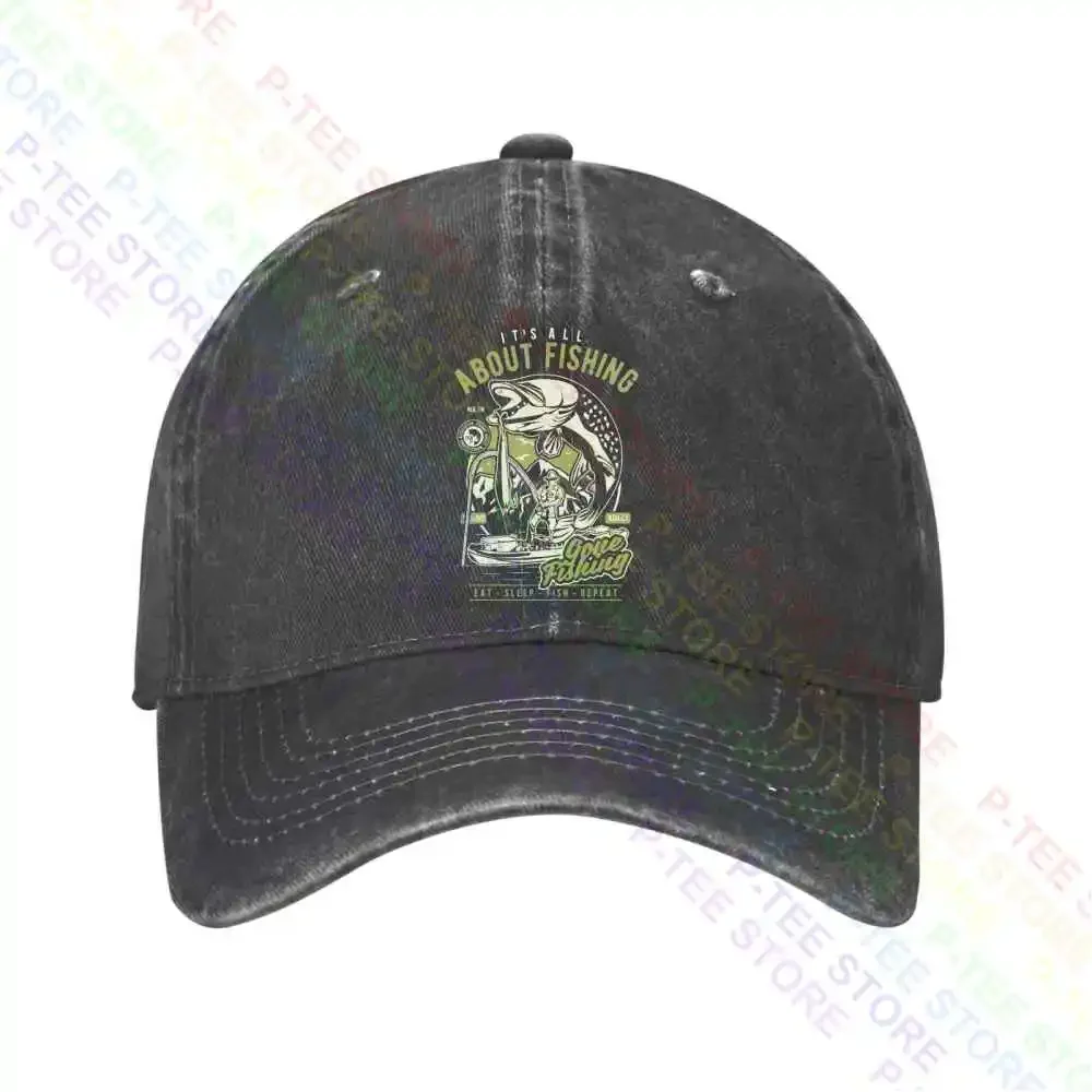 Black Gone Fishing Addict Gilden Bass Trout Fly Pike Baseball Cap Snapback Caps Knitted Bucket Hat