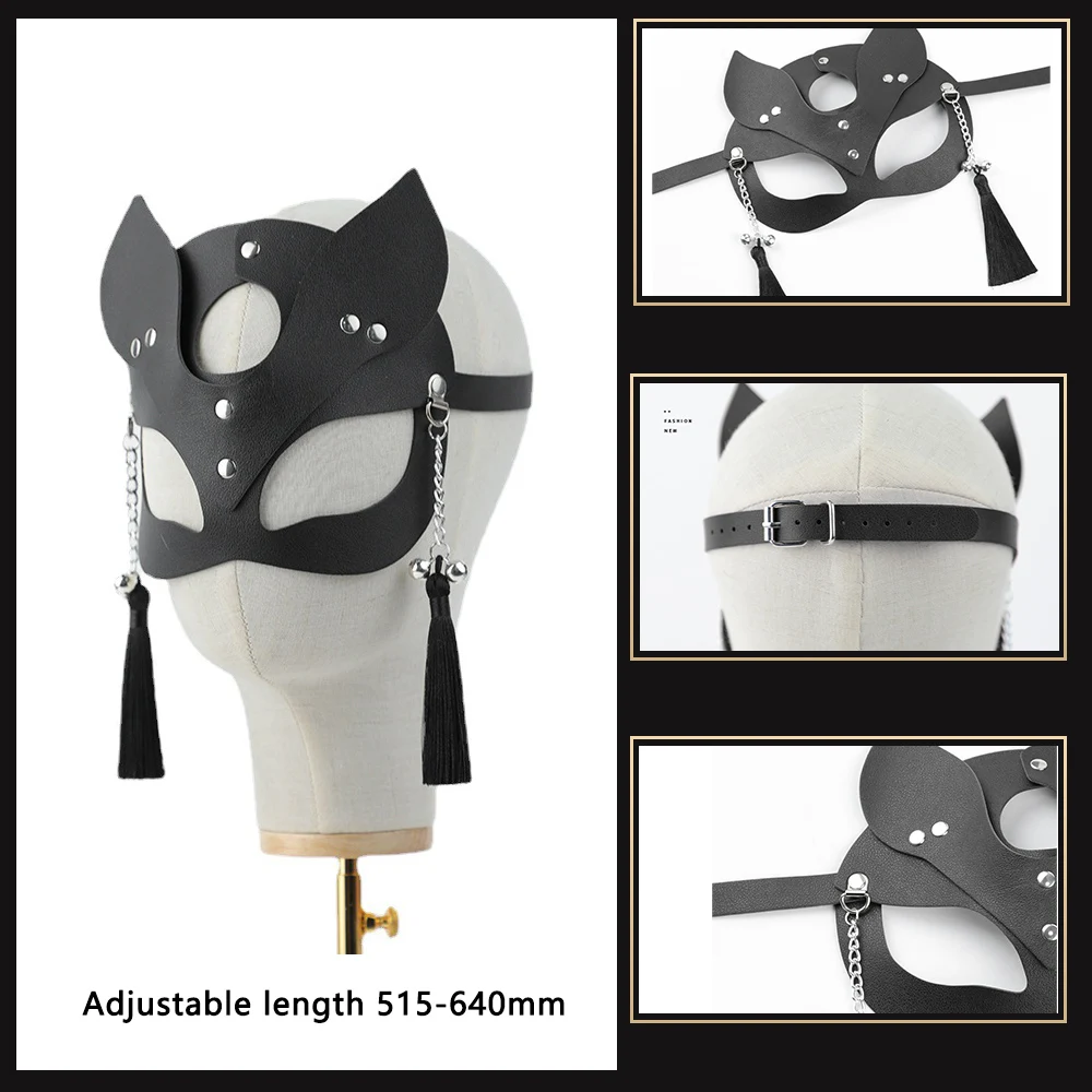 Masque de tête fétiche en cuir PU pour hommes et femmes, BDSM, Bondage, Catwoman, Halloween, Tim, Py Play, Sex Toy, Jeux de cosplay pour adultes