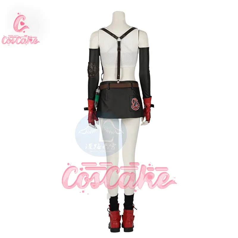 

asdh8@Tifa Cosplay Costume Carnival Uniform Wig Anime Halloween Costumes Women GameCOSda@