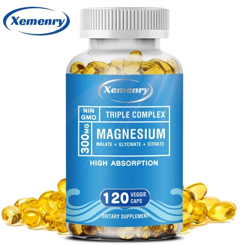 Triple Magnesium Complex - Contains Glycine, Malic Acid and Magnesium Citrate To Relax Muscles and Improve Sleep Supplement