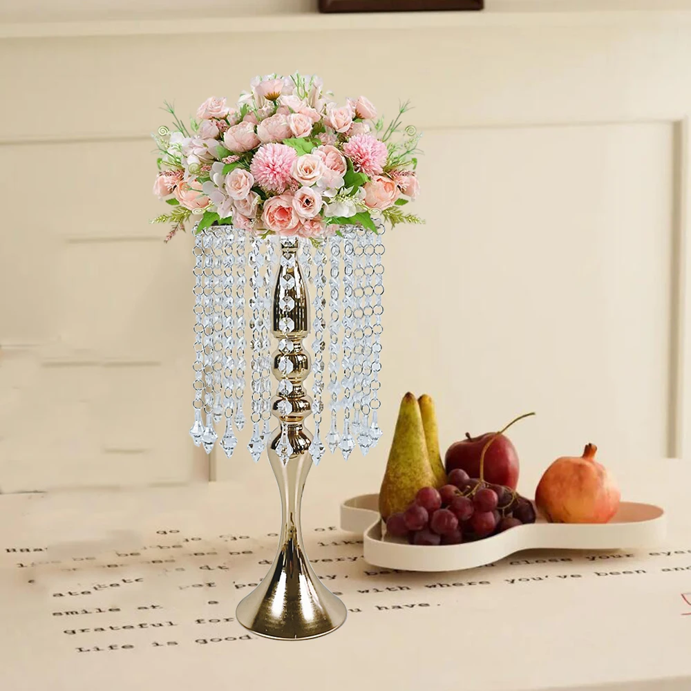 1Pcs Crystal Candle Flower Holder Centerpiece Candle Holder Candlestick Road Lead Flowers for Wedding Table Party Decor