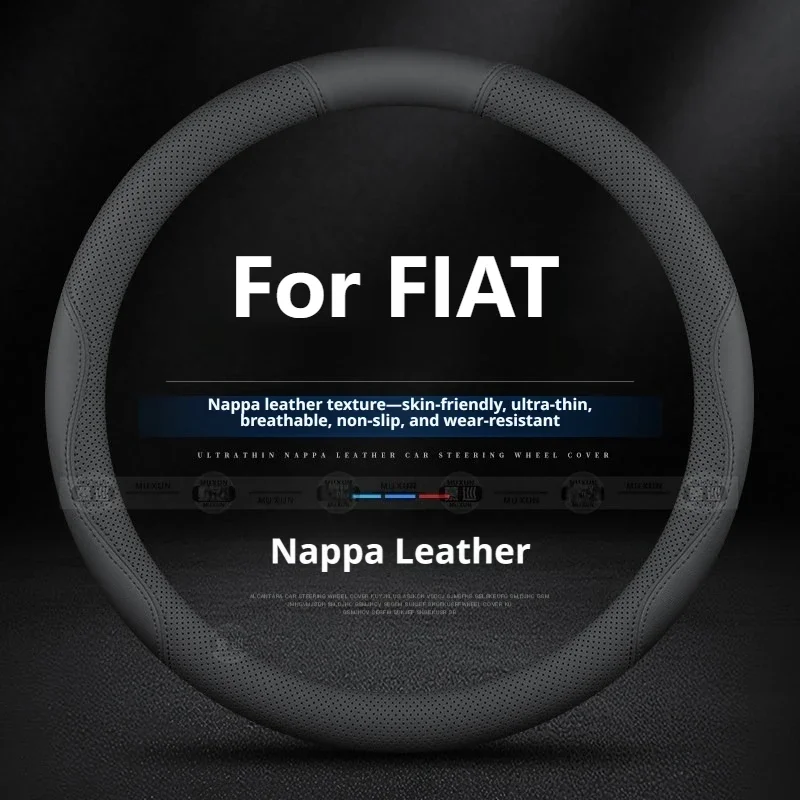 For FIAT 500 Tipo Argo Pulse Cronos Scudo Sweat Absorbent Luxury Car Steering Wheel Cover Anti-slip Car Interior Accessories