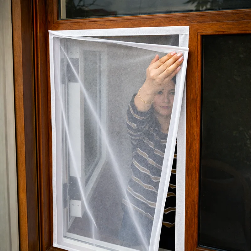 TYMF Inward Opening Window Mosquito Net White Fiberglass Invisible Anti Insect Fly Mesh Self-Adhesive Removable Window Screen
