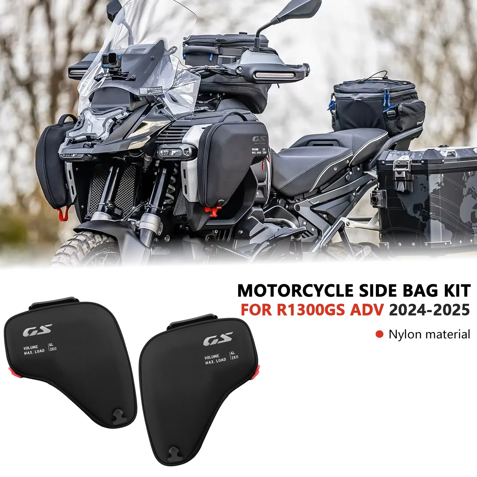 

Для R1300 GS ADV R1300GSA R1300GS Adventure 2024-2025 мотоциклетная левая и правая сумка для капота радиатора обтекатель водонепроницаемая сумка для инструментов