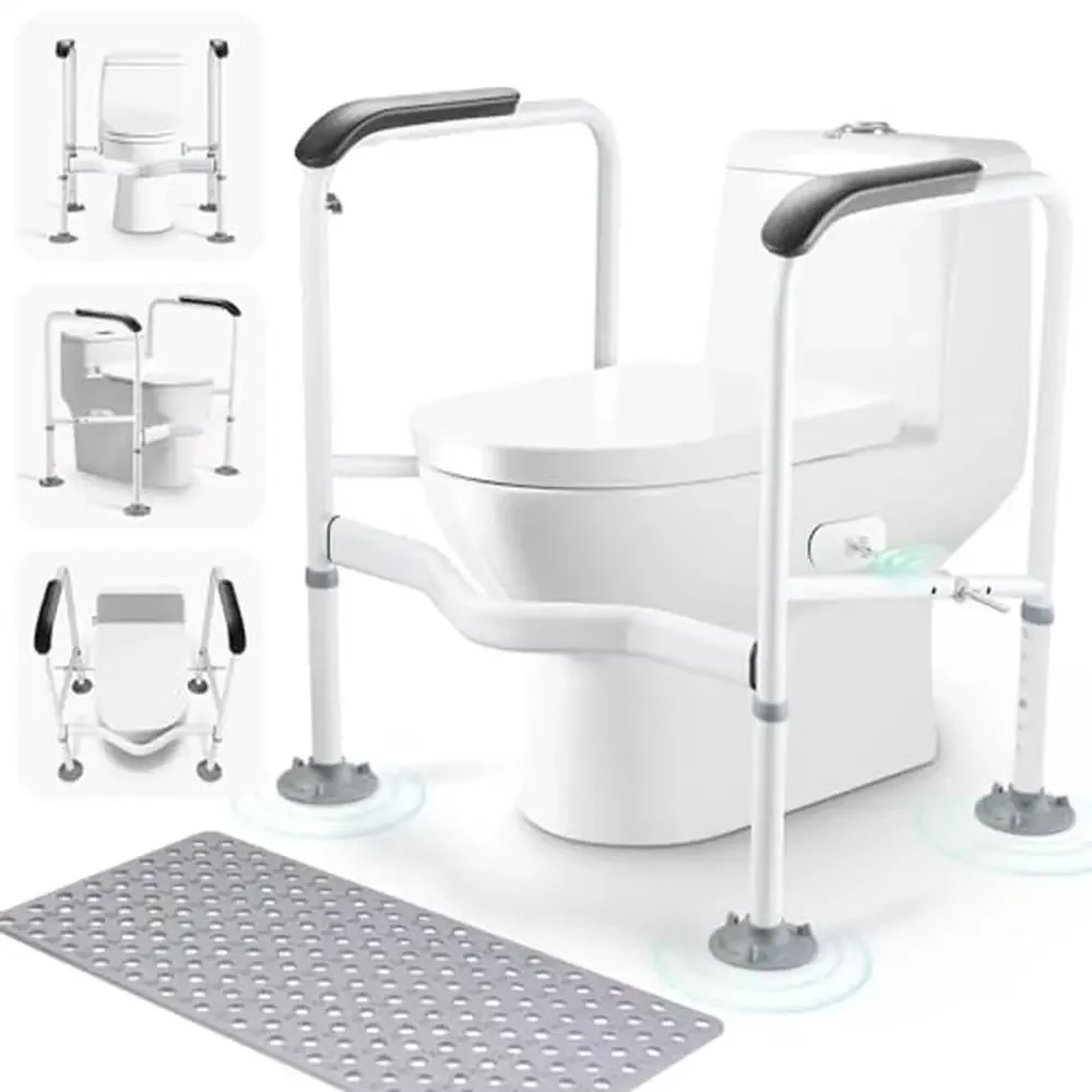 

Sturdy Toilet Safety Frame with Adjustable Width and Height Secure Toilet Assist Grab Bar Seniors Disabled Pregnant Women Easy