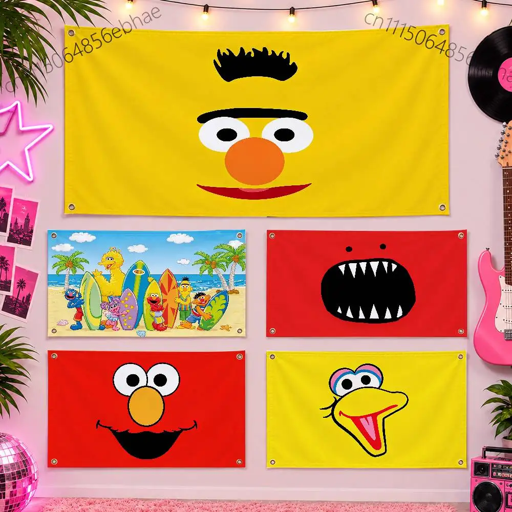 FOR S-Sesame S-Street Cartoon Flag 60x90cm Outdoor Garden Home Decorate Wall Banner Tapestry Flags Cover