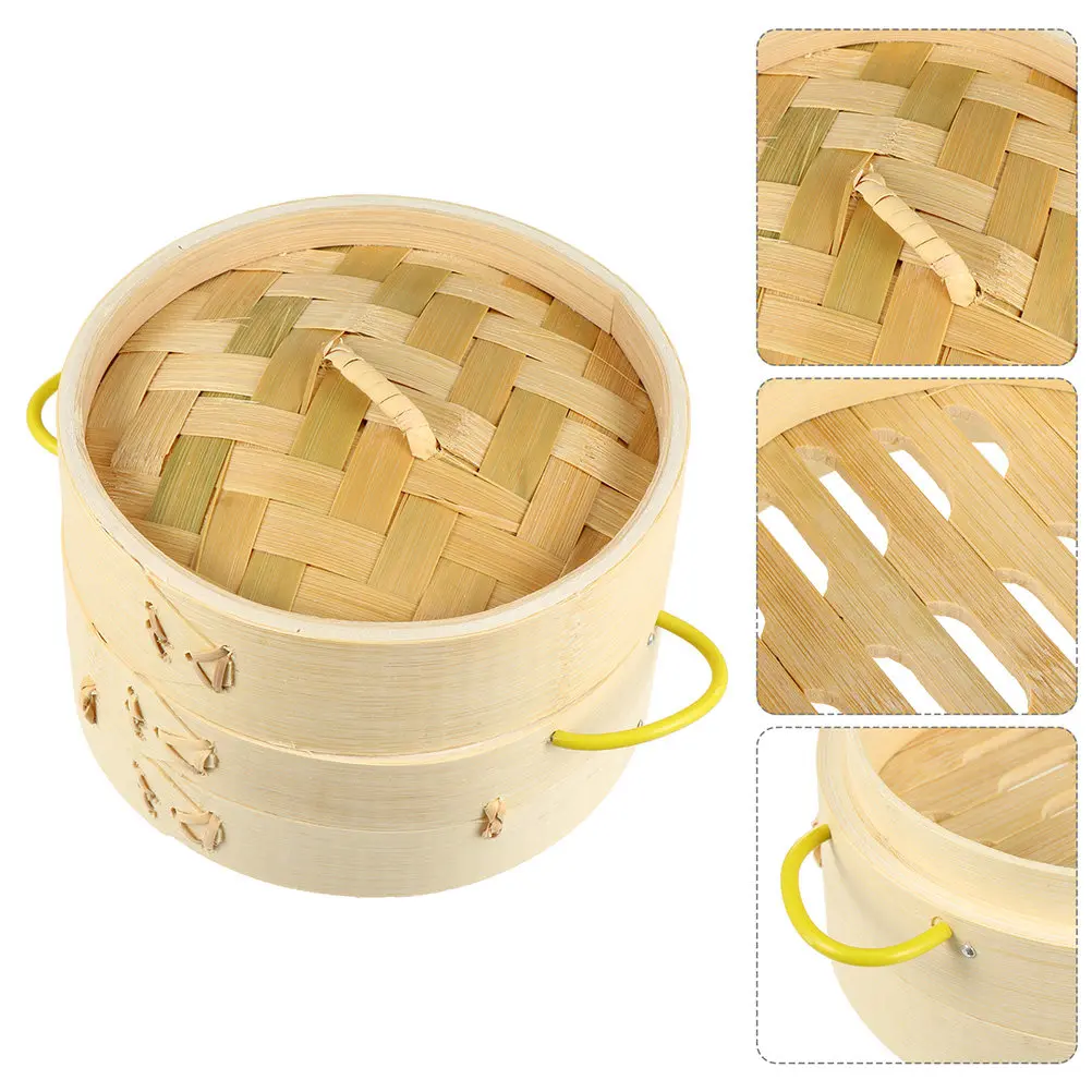 Premium Bamboo Steamer Set Eco Friendly Kitchen Steamer for Fish Seafood Vegetables Dumplings Buns Tofu Broccoli Steam