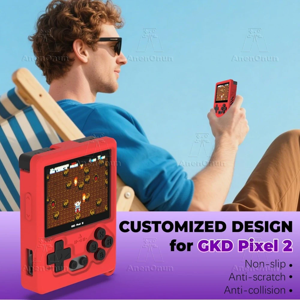 Silicone Protective Case for GKD Pixel 2 with Lanyard & Carabiner Anti-Fall Anti-Scratch Non-Slip Durable Full Cover Soft Shell