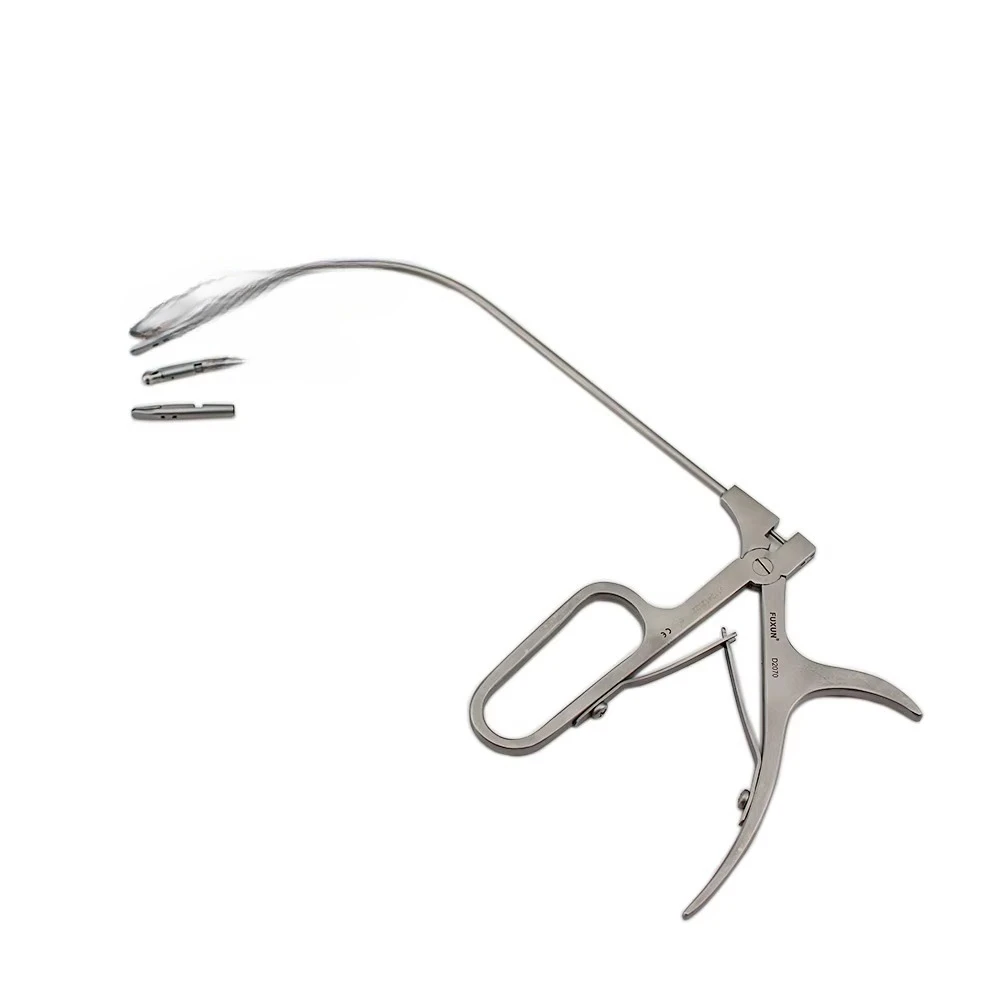 260mm Top Curved  Laryngeal Forceps with detachable three heads, manual  for diversified laryngology clinical operations