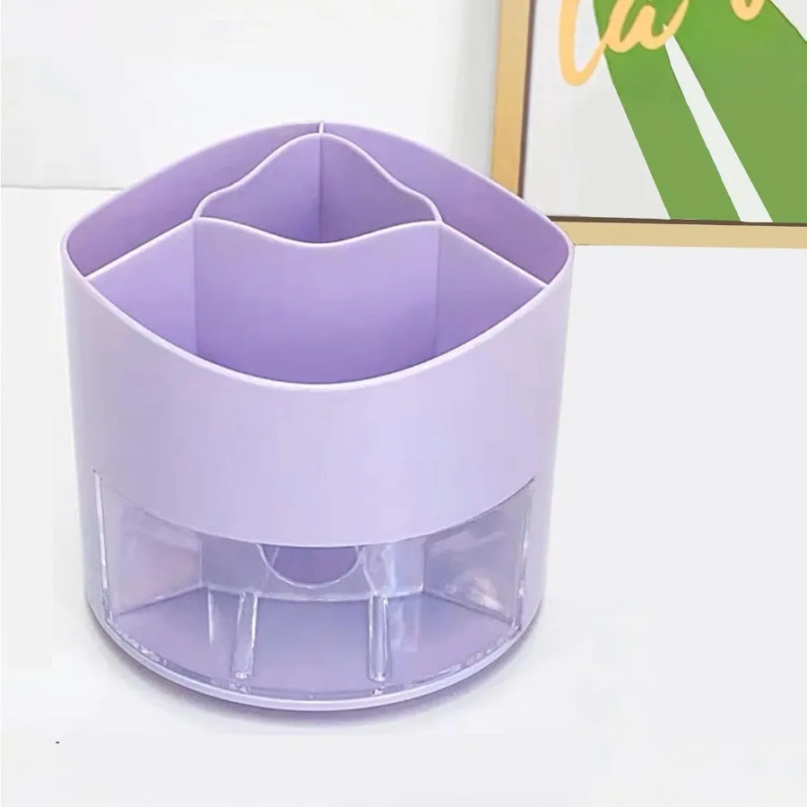 الدورية القلم قشرة حامل 360 درجة مع درج 5 مقصورات مكتب ثابت مستحضرات التجميل ماكياج فرش حامل لطاولة خلع الملابس H