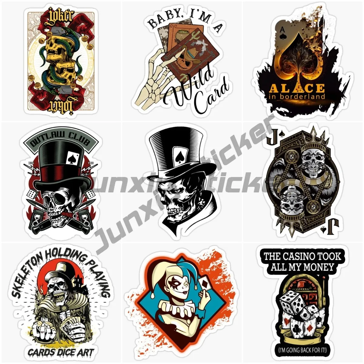 

Solitaire Ace Poker PLAYING CARDS Sticker Vinyl Funny Car Stickers Accessoires Windshield Refrigerator Funny Decor Decals