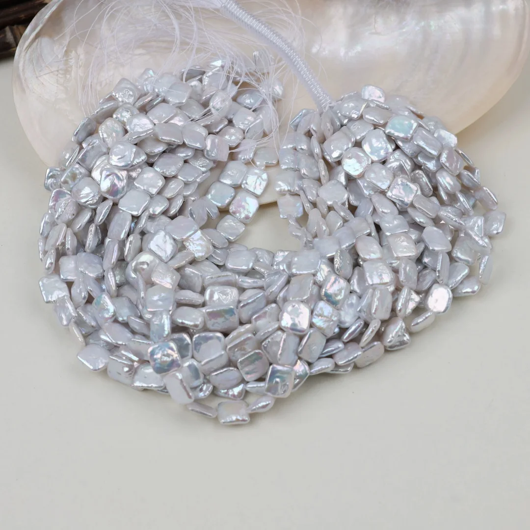 3A Grade Freshwater Pearl White Square 12-13mm 38cm FPPJ Loose Beads for DIY Jewelry Natural Beads Wholesale
