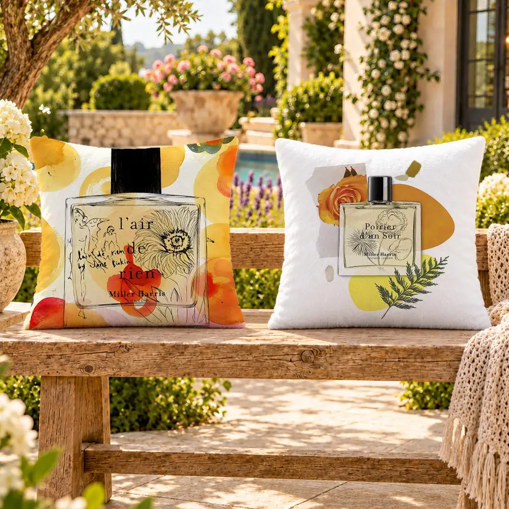 Brand Fragrance Miller Harris Cushion Cover Soft Plush Throw Pillow Cover Washable Sofa Bed Patio Chair Home Decor