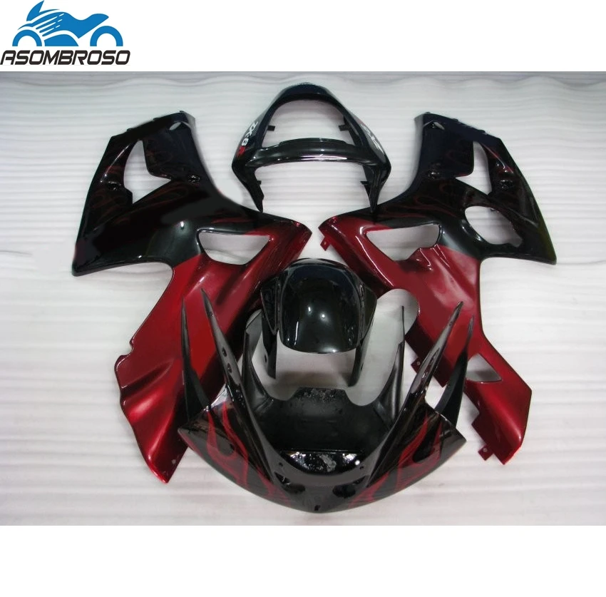 Injection Molding Motorcycle Bodyparts for Kawasaki Ninja ZX6R fairing kit 2003 2004 red falmes black set zx6r 03 04 BN01