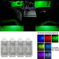 2Pcs RGB LED Car Interior Footwell Lights For Audi A5 A6 Q5 A8 Q7 A7 A4 Q5 Q7 Floor Decoration Atmosphere Lamp Seven Color Tools
