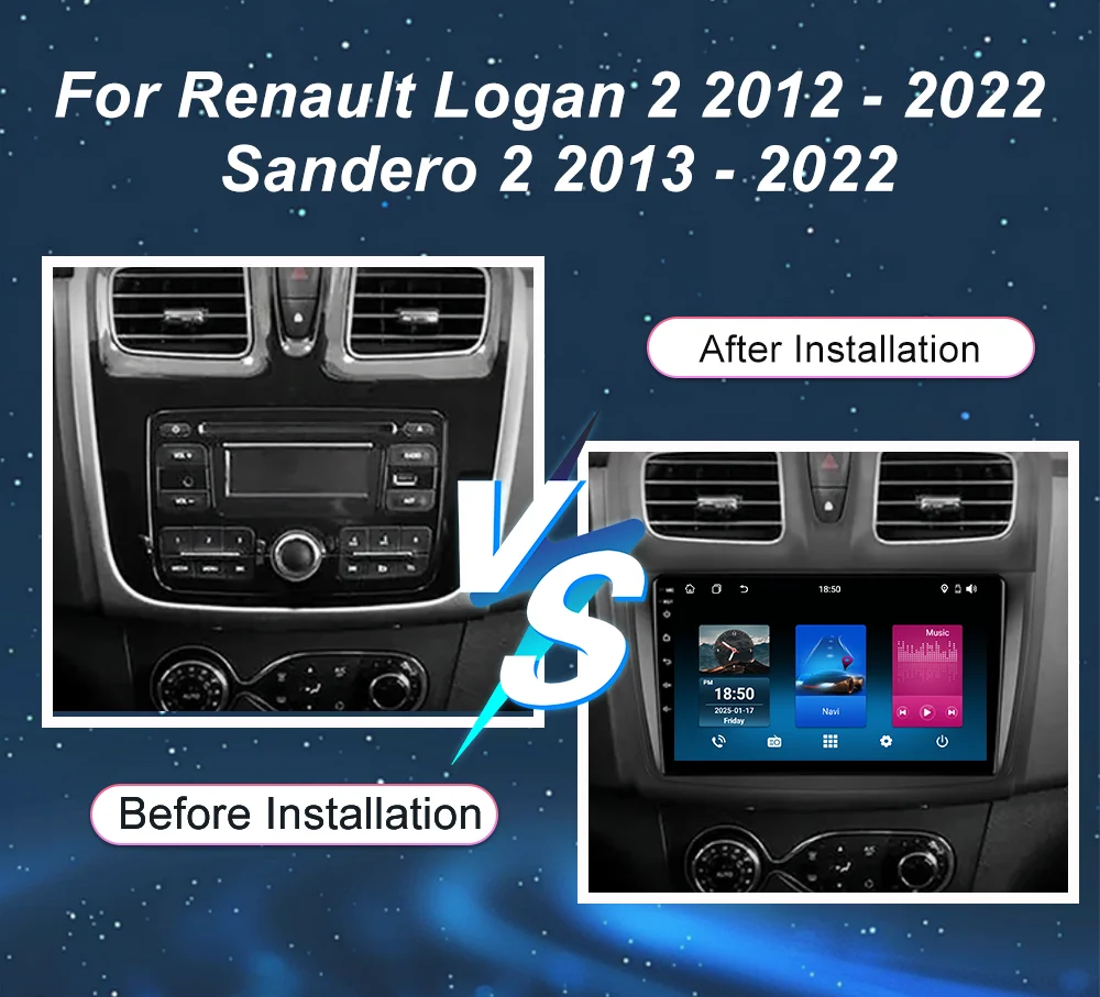 Car Android GPS Navigation For Renault Logan 2 2012 - 2022 Sandero 2 2013 - 2022 Auto Radio Stereo Multimidia Player Carplay DVD