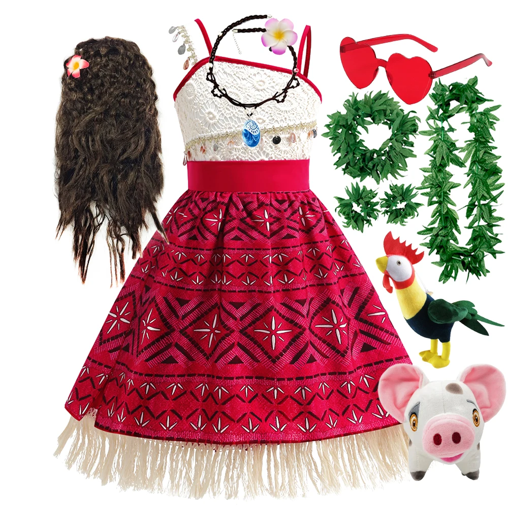 

Костюм Моаны для девочек: платье принцессы, ожерелье, наряд для детей на карнавал, Хэллоуин, летнюю вечеринку