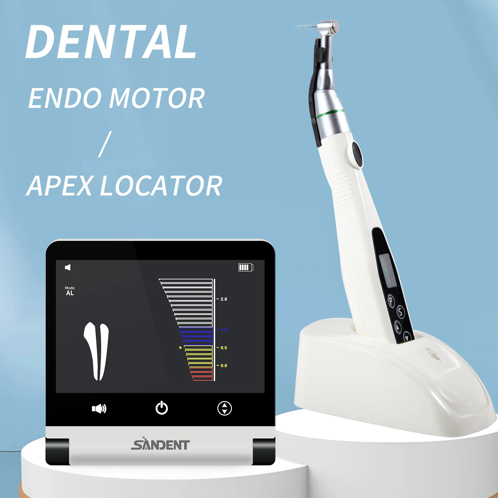 Dental Endodontic Mini Apex Locator LCD Screen /Wireless 16:1 LED Endo Motor Root Canal Contra Angle/ Files