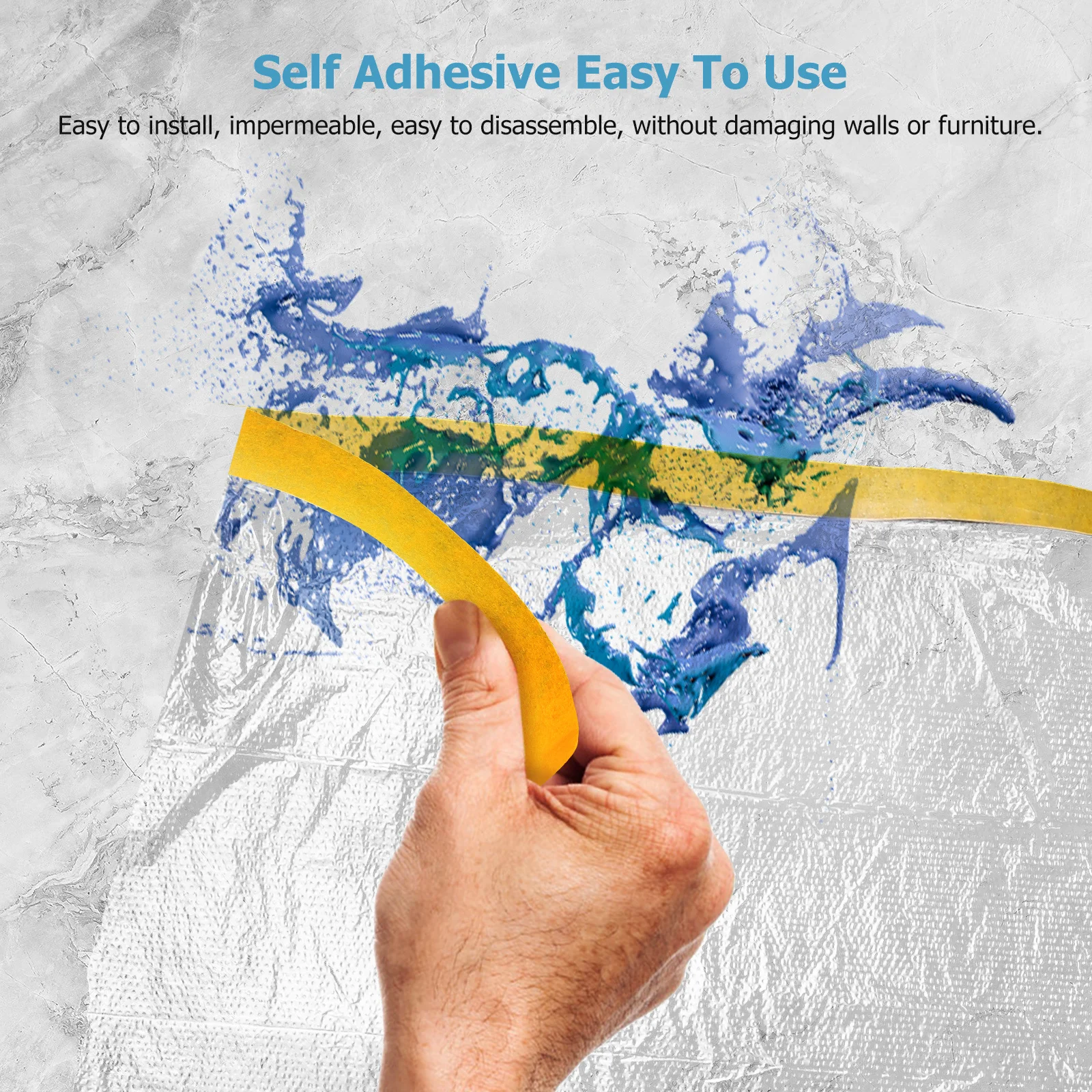 

6 Rolls Cover Film Self-Adhesive Masking Tape Dust Protection Tape for Furniture Floor Carpet Wall Mural Projects