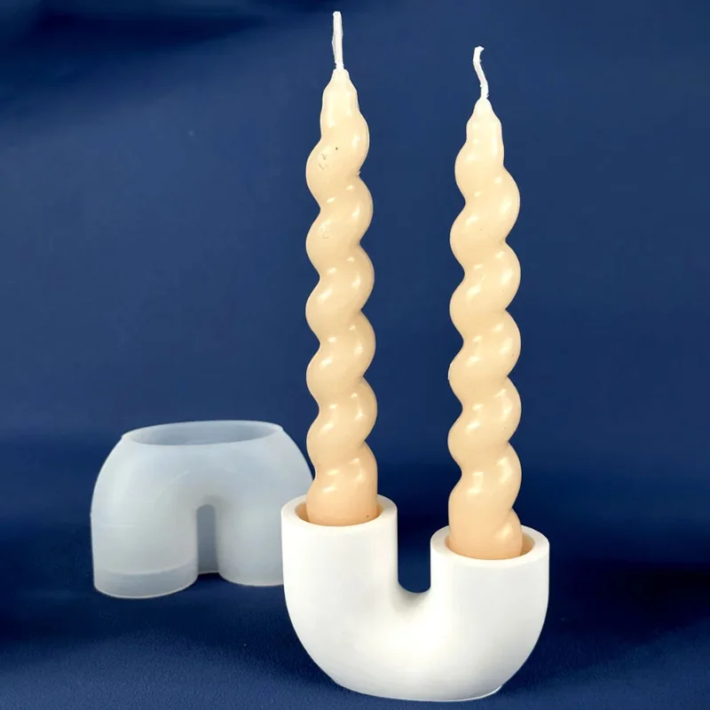 U-förmige Kerzenhalter Silikonform DIY handgemachte Gips Epoxidharz Beton Kerzenhalter Gussformen Home Decor Supplies