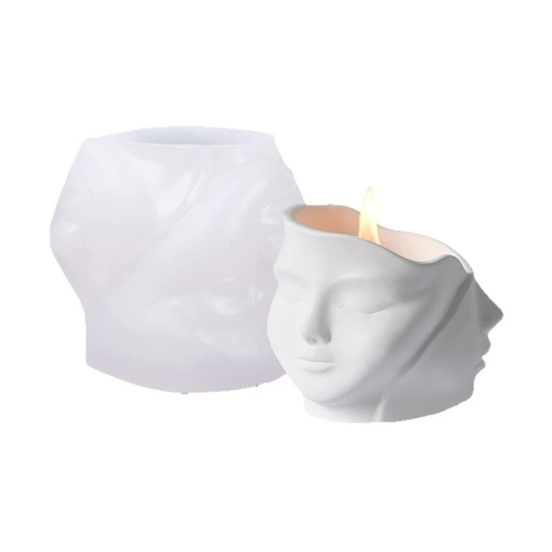 

Flexible Silicone Face Planter Mold for Resin Concrete Crafting and Home Decors