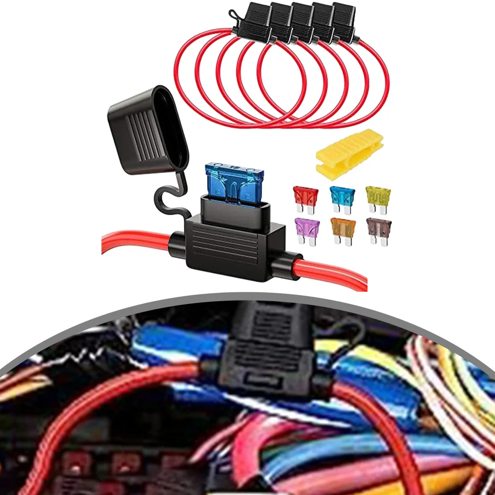 16AWG Waterproof Fuse Holder With Wires 6 Standard Fuses 32V 20A For CarsTrucks High Quality Fuse Holders Car Part Accessories