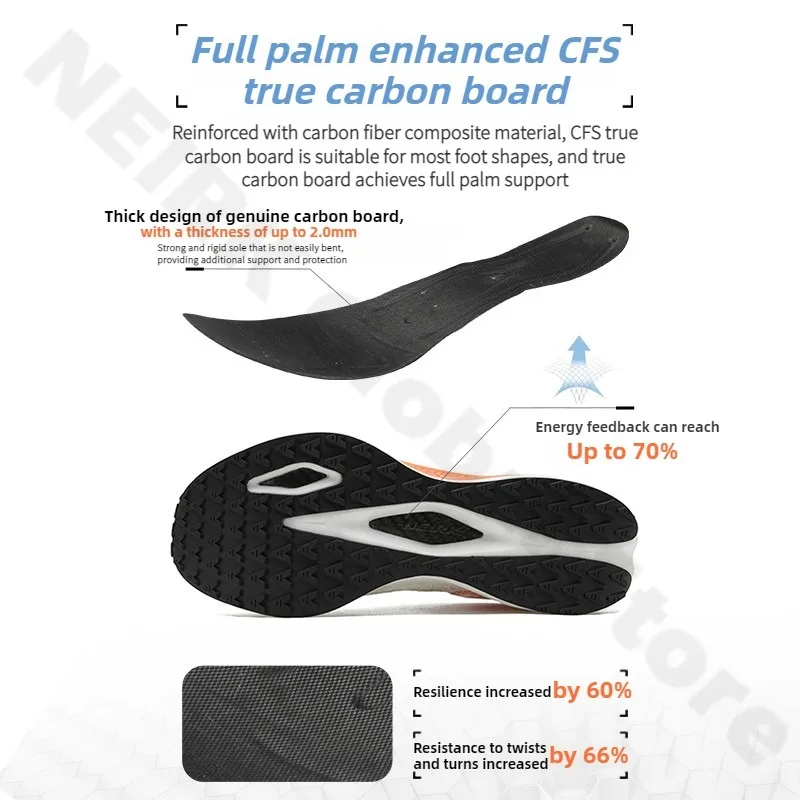 NEIRK الرجال والنساء لوحة الكربون وسادة هوائية الاحذية تنفس خفيفة الوزن ماراثون رياضية عدم الانزلاق أحذية رياضية مرنة