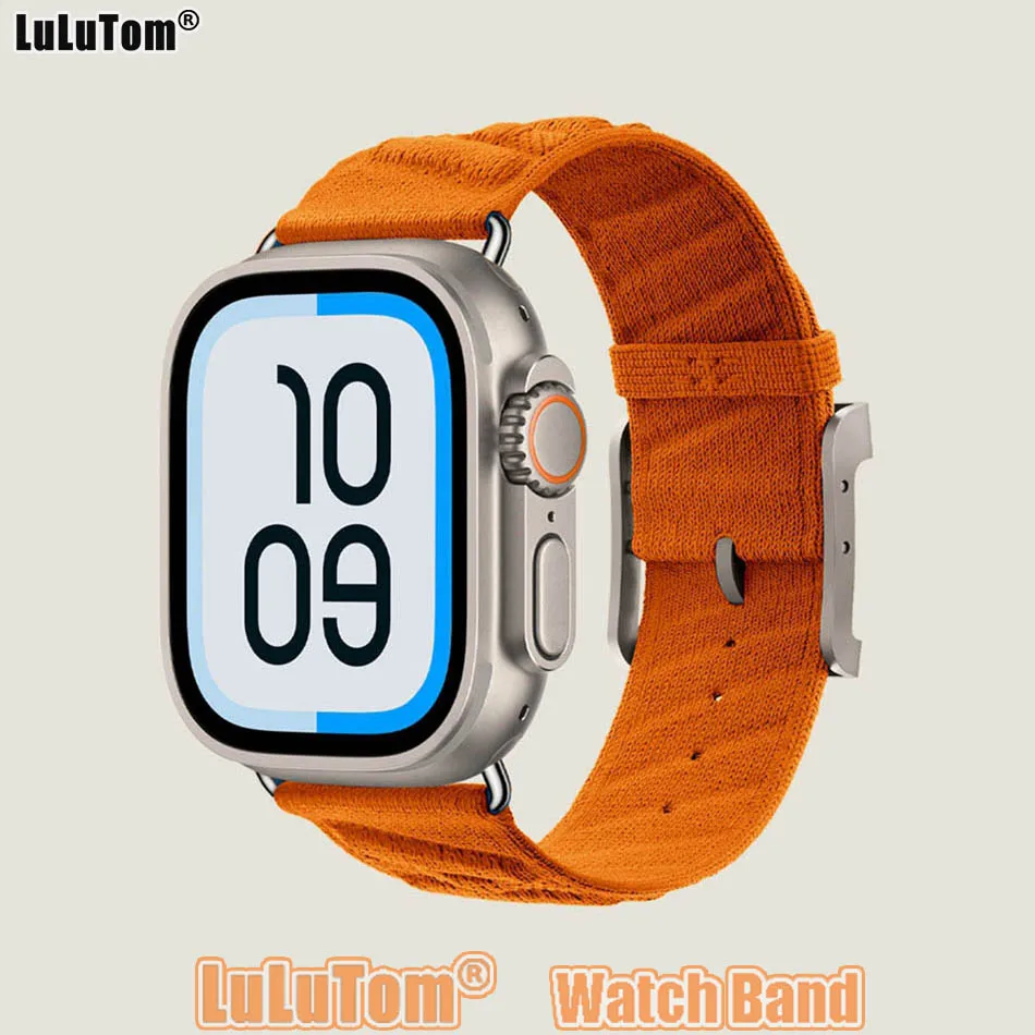 

Роскошные нейлоновые спортивные ремешки для Apple Iwatch Series 11 10 9 8 7 6 5 SE Ultra Watch Band 38 40 41 42 44 45 46 49 мм Вязаный браслет