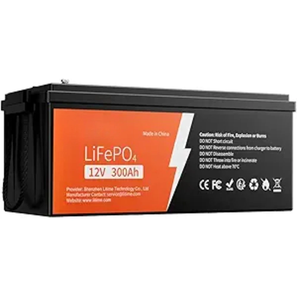 

12V 300Ah Lithium LiFePO4 Battery, Built-in 200A BMS, Max 2560W Power Output, Easy Installation, 4000+ Deep Cycles, FCC&UL Certi
