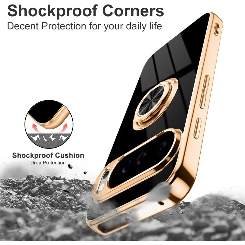 غطاء هاتف أنيق ناعم من مادة البولي يوريثان الحراري مطلي بالذهب لهاتف جوجل بيكسل 10 9 8 Pro XL حافظة حماية مغناطيسية للسيارة بلون واحد