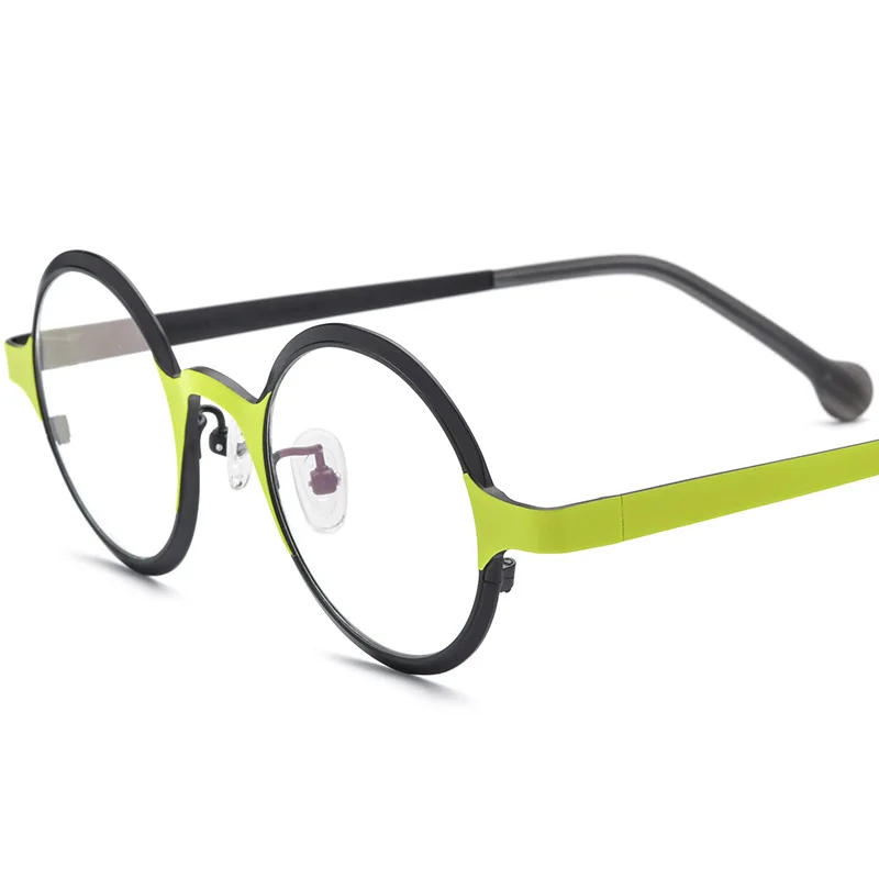 Pure titanium myopia glasses frame for men and women retro and versatile round eyes adjustable degrees