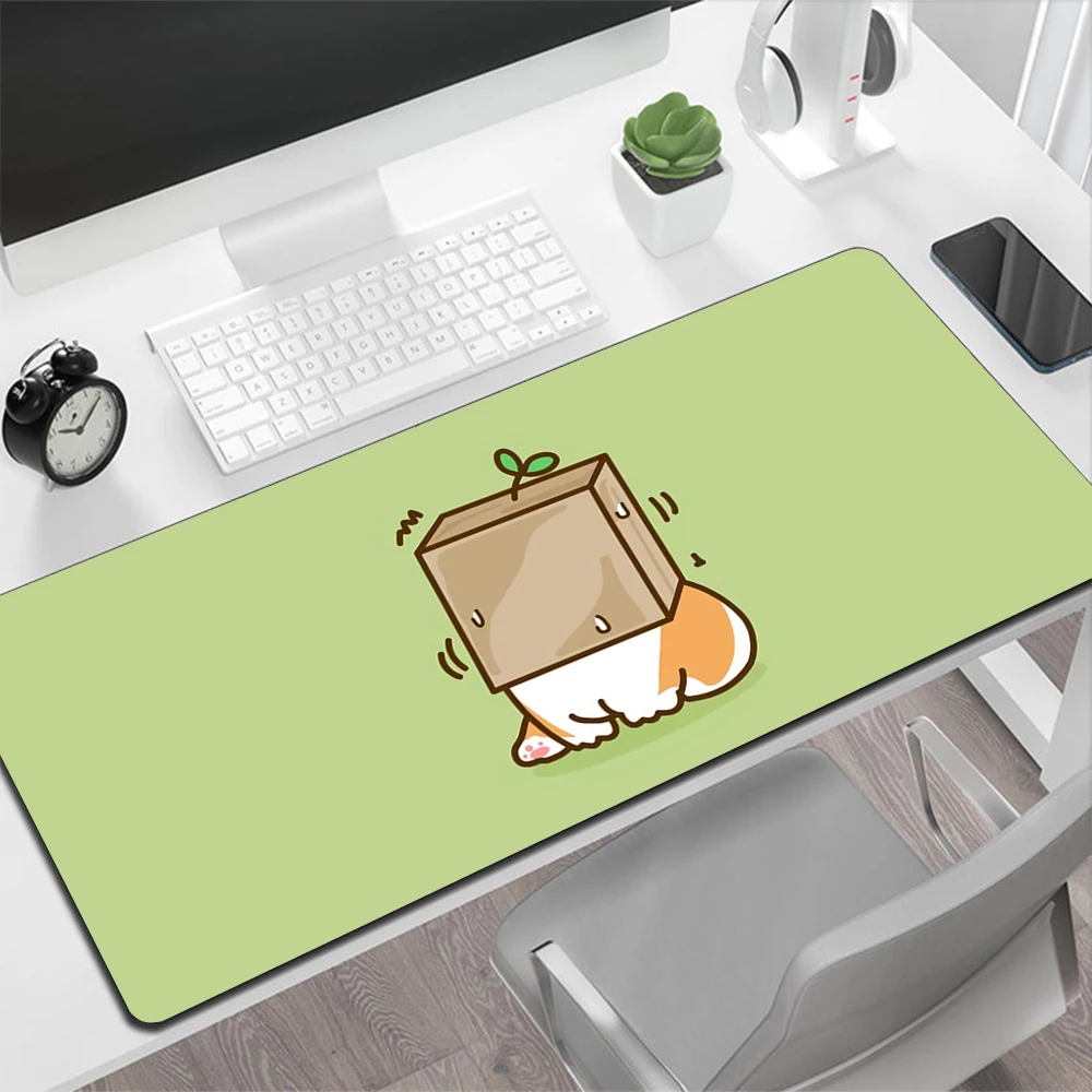 Cute Welsh Corgi Gaming Mouse Pad Large Mouse Pad PC Gamer Computer Mouse Mat Big Mousepad Silicone Keyboard Desk Mat Mause Pad