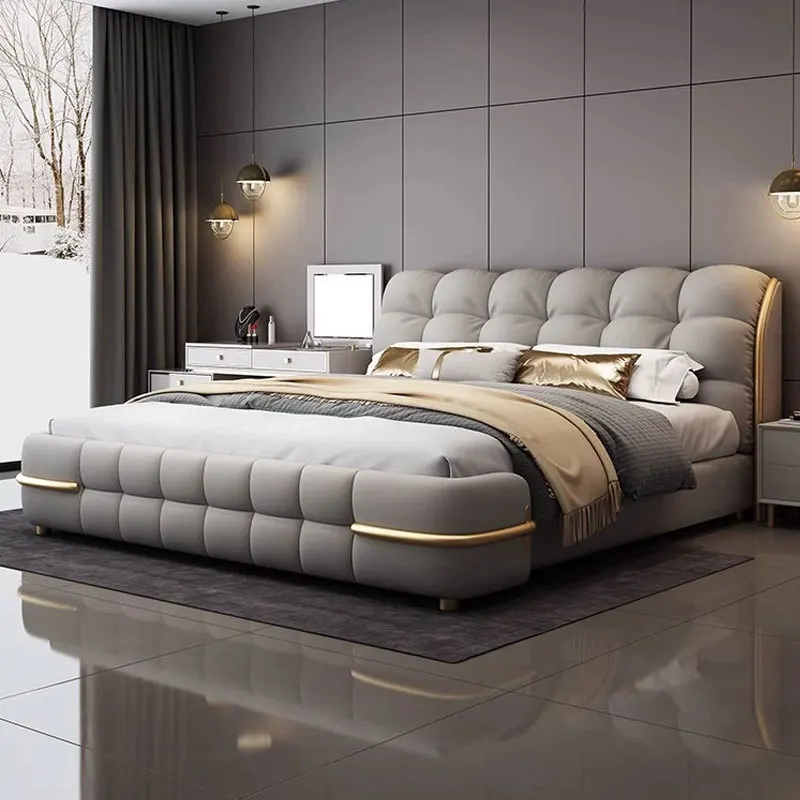 Light luxury high-end soft bed, master bedroom double, storage bed